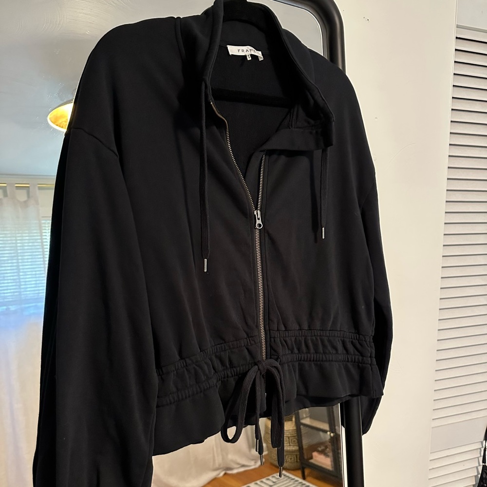 Frame balloon sleeve peplum zip up size medium